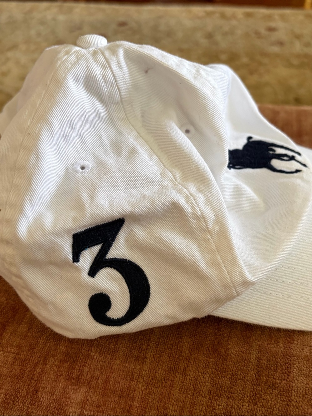 Ralph Lauren White Baseball Cap with Navy Polo Player. OS - Picture 2 of 5